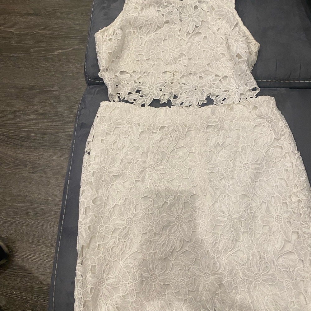 White Lace Two-Piece Set